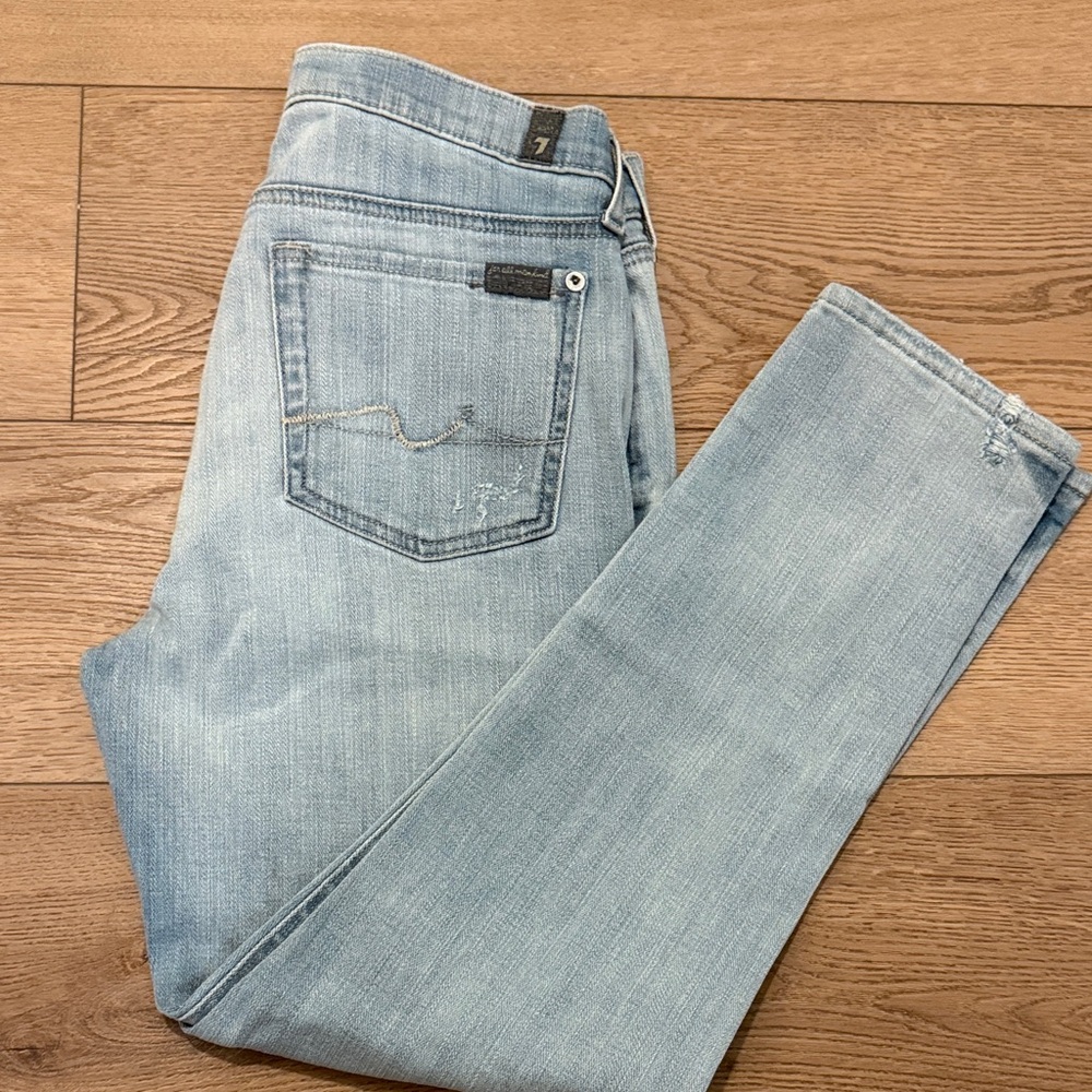 7 For All Mankind Light Blue Straight Leg Jeans